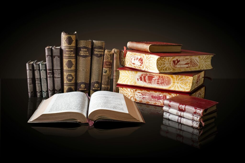 Long and short stories opened on a table